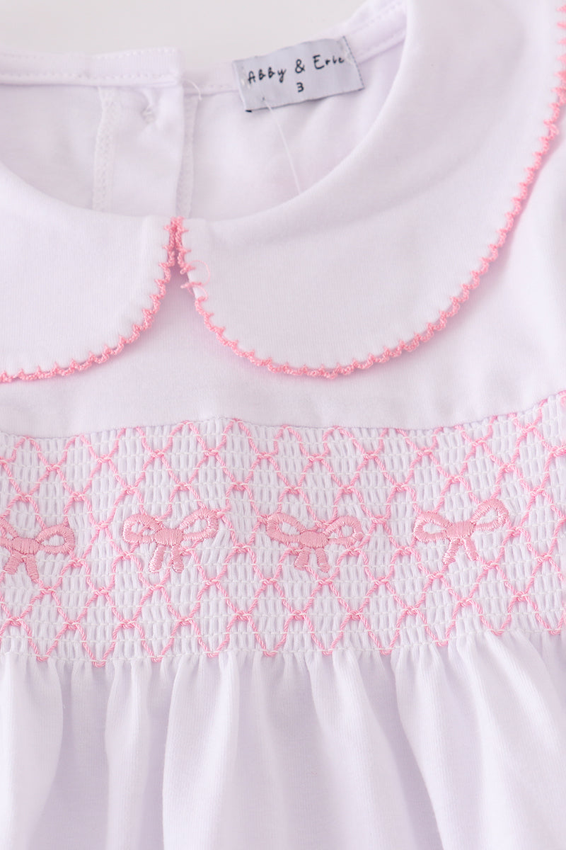 Ensemble pantalon smocké avec nœud rose