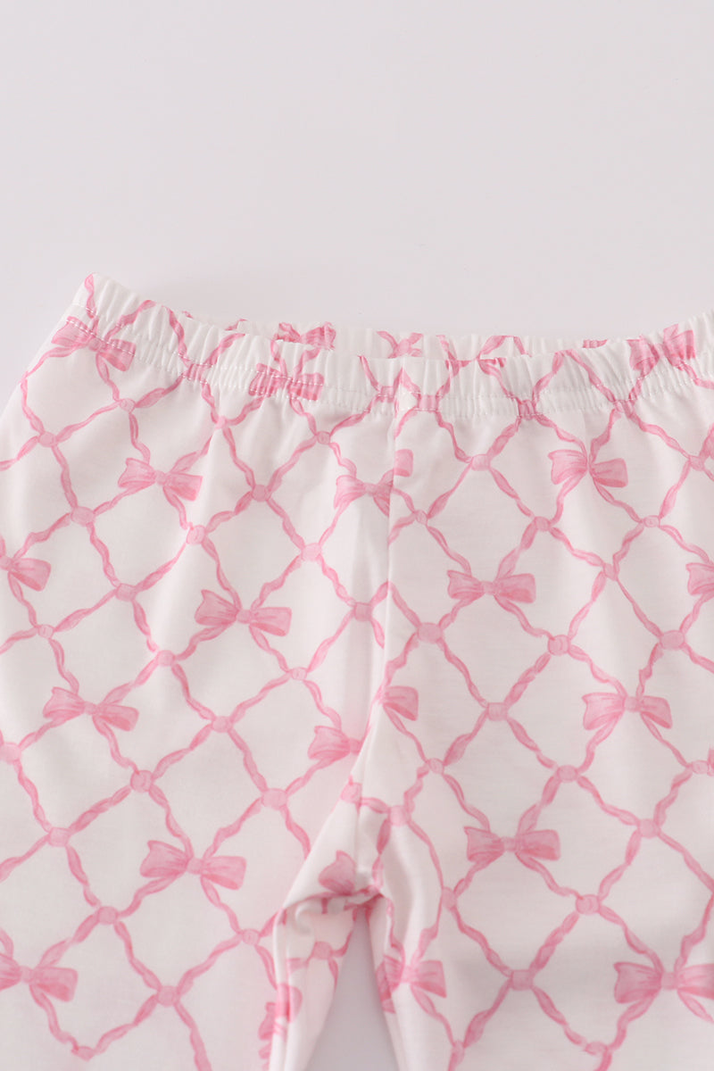 Ensemble pantalon smocké avec nœud rose