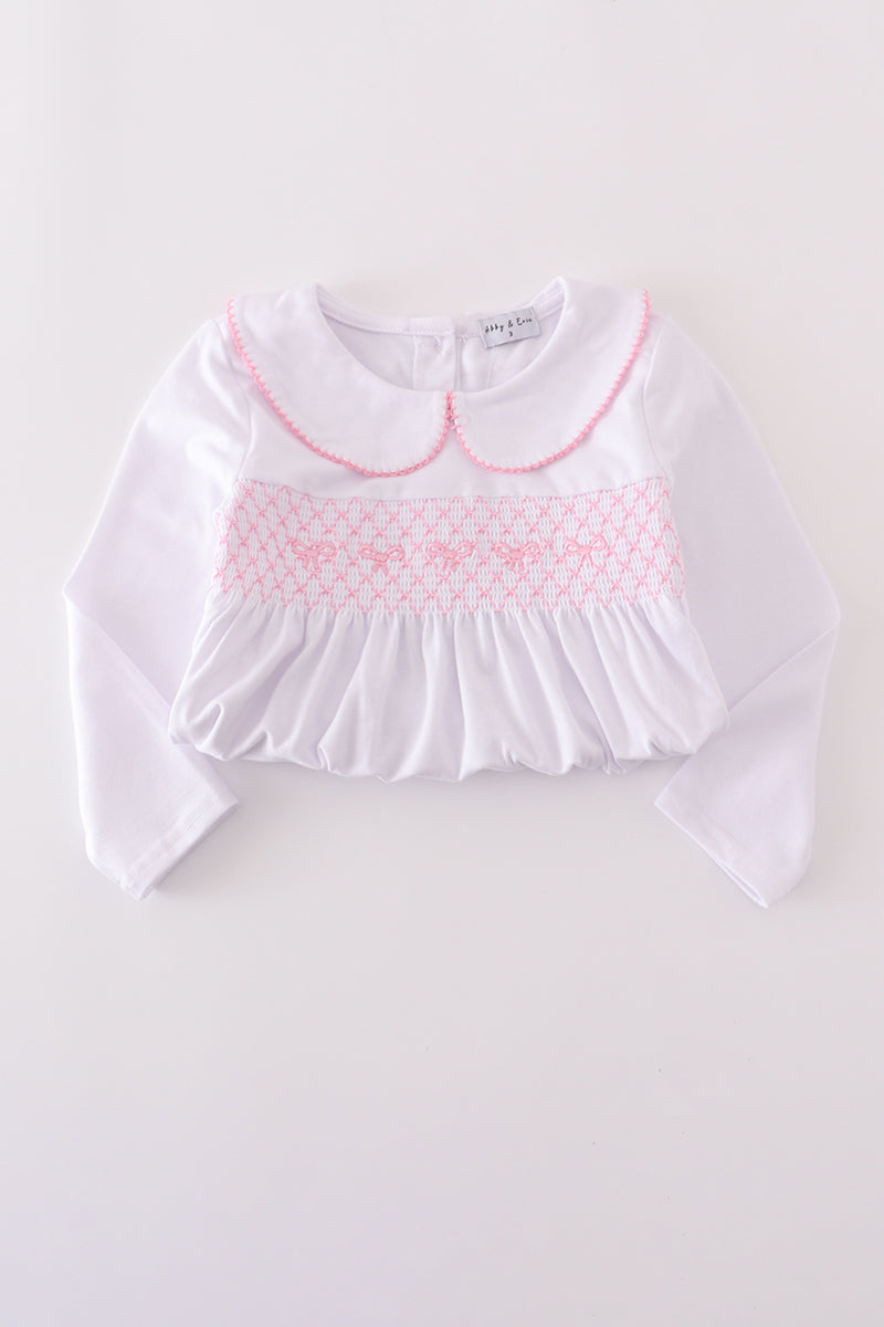 Ensemble pantalon smocké avec nœud rose