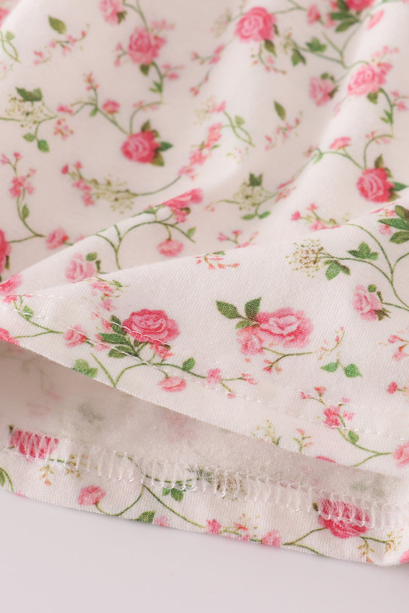 Ensemble pantalon smocké main rose