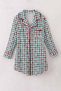 Robe de soirée écossaise pour maman, avec nœud vert