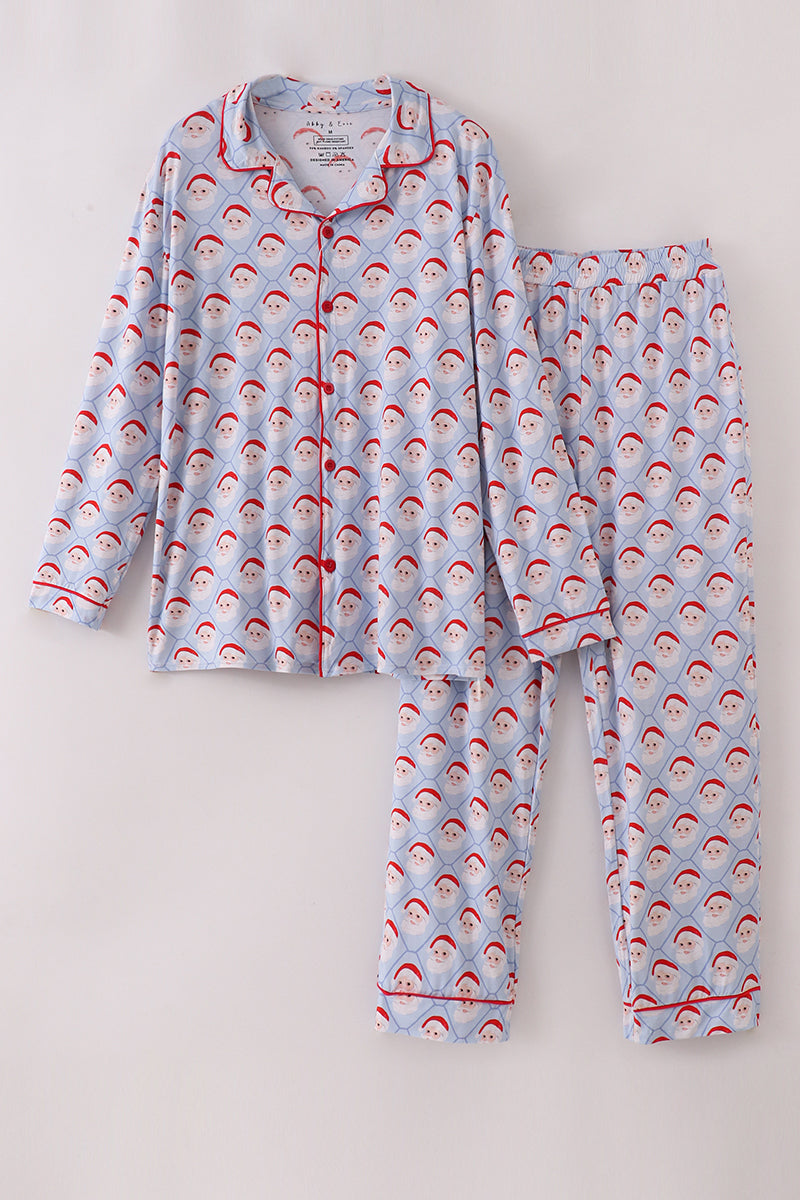 Ensemble de pyjama pour papa en bambou bleu motif Père Noël