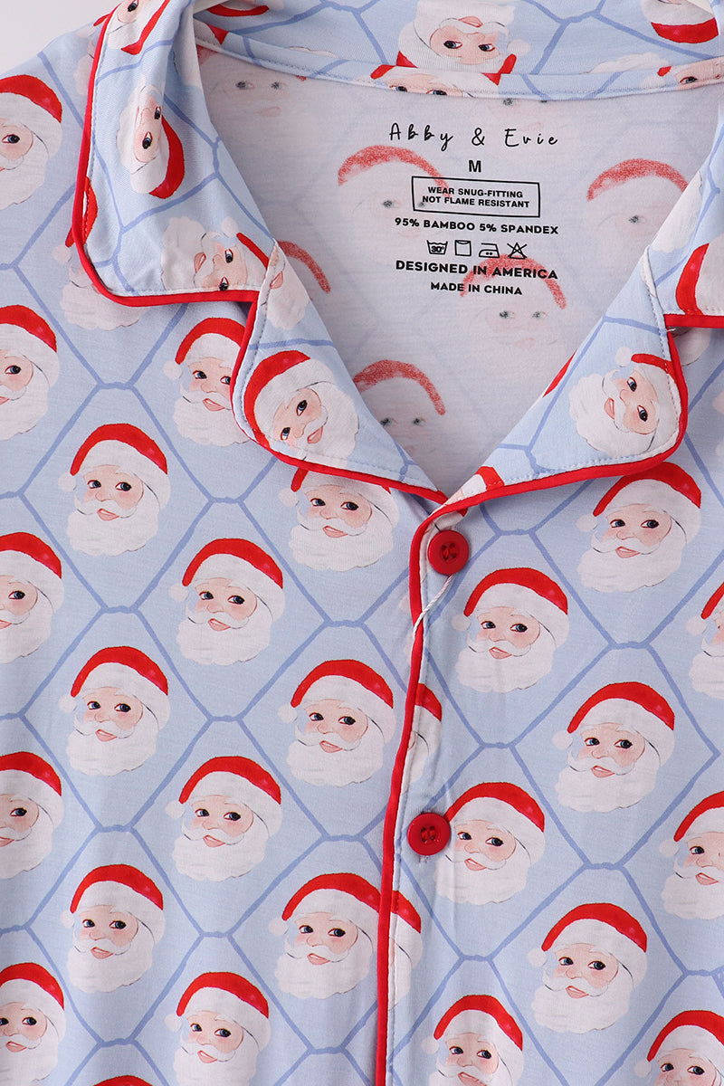 Ensemble de pyjama pour papa en bambou bleu motif Père Noël