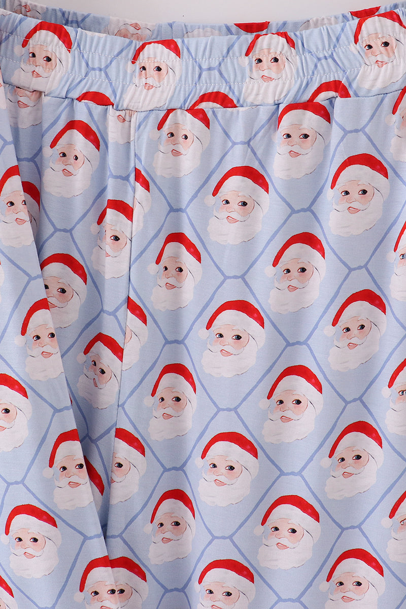 Ensemble de pyjama pour papa en bambou bleu motif Père Noël