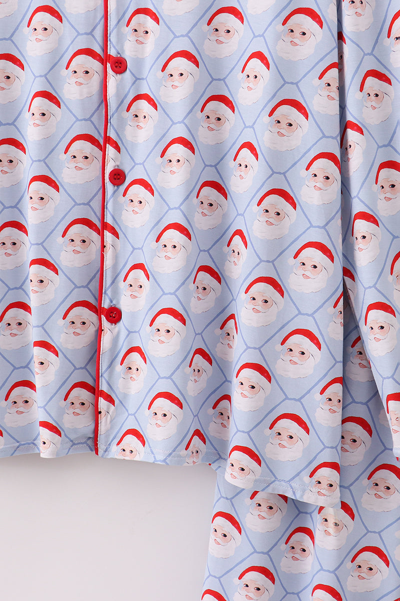 Ensemble de pyjama pour papa en bambou bleu motif Père Noël