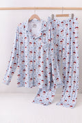 Ensemble de pyjama pour papa en bambou motif Père Noël bleu