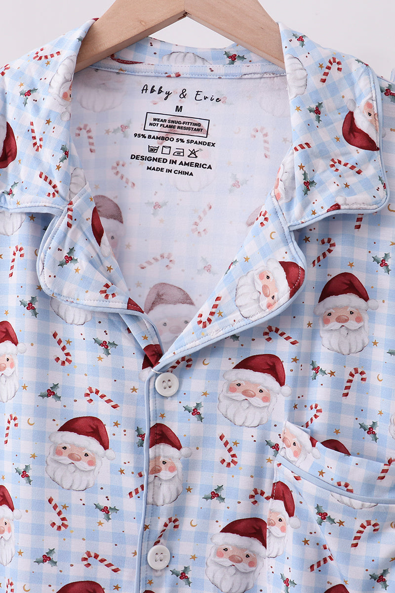Ensemble de pyjama pour papa en bambou motif Père Noël bleu