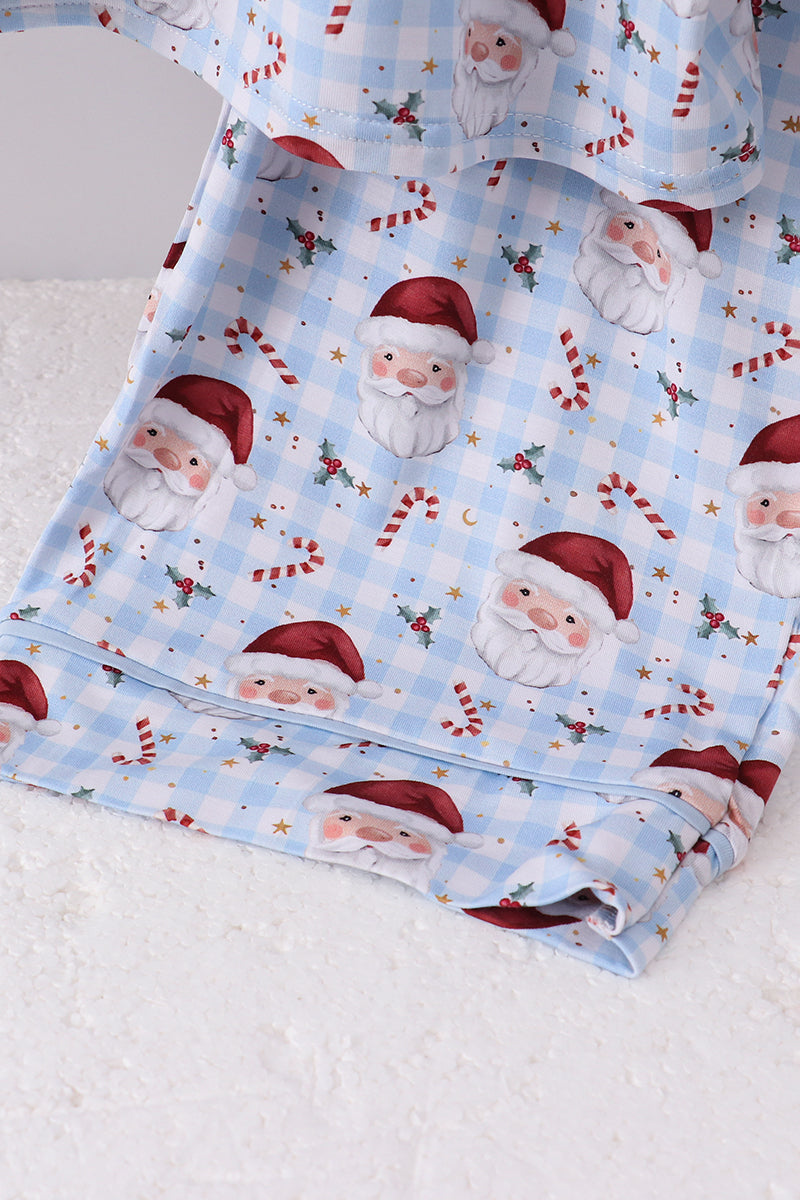 Ensemble de pyjama pour papa en bambou motif Père Noël bleu