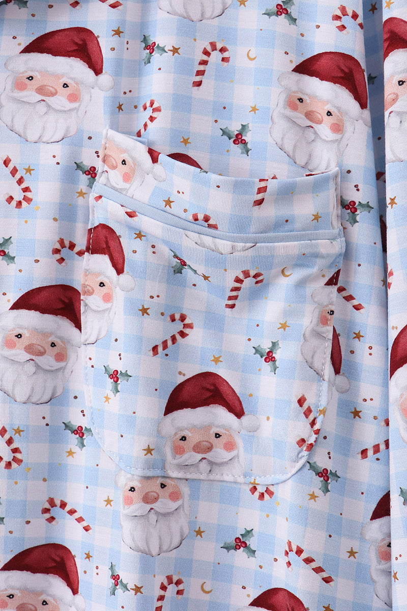 Ensemble de pyjama pour papa en bambou motif Père Noël bleu