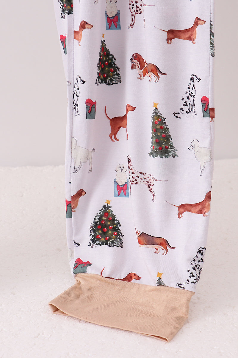 Pantalon de pyjama en bambou avec motifs animaux et sapins de Noël pour adultes