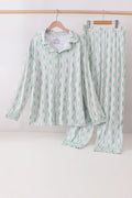 Ensemble pyjama vert bambou pour papa, motif sapin de Noël