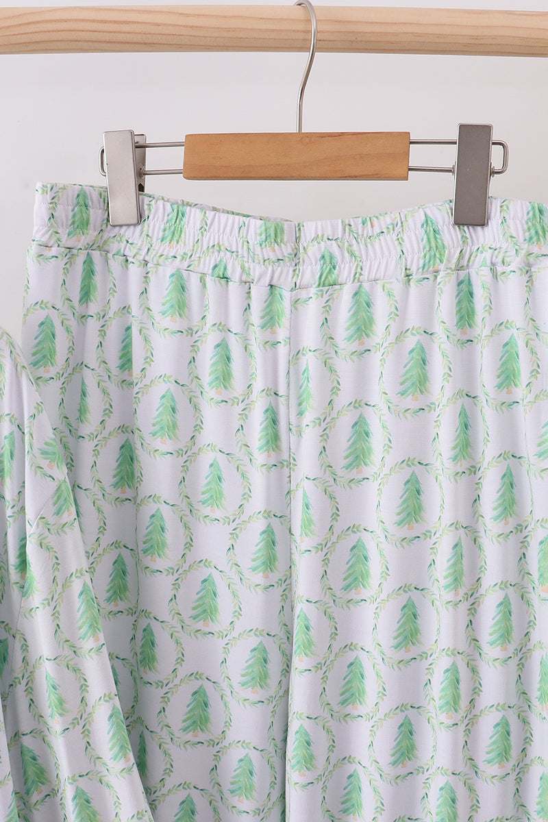 Ensemble pyjama vert bambou pour papa, motif sapin de Noël