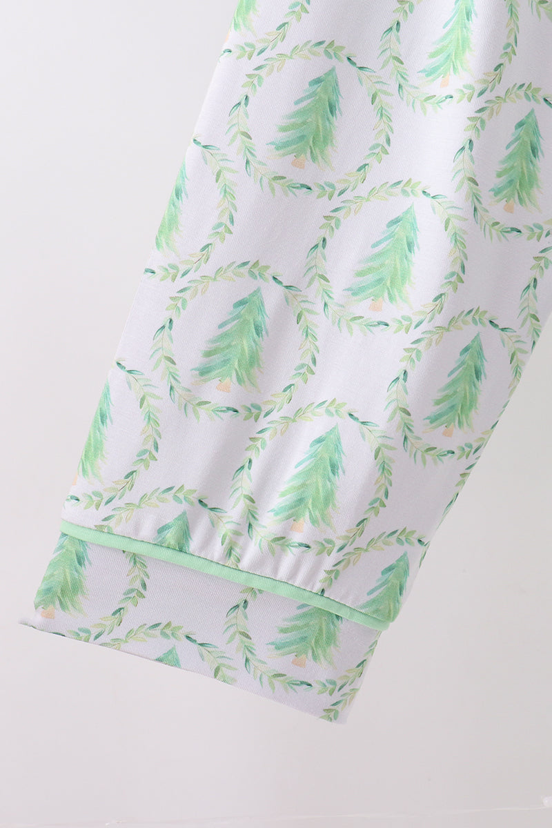 Ensemble pyjama vert bambou pour papa, motif sapin de Noël