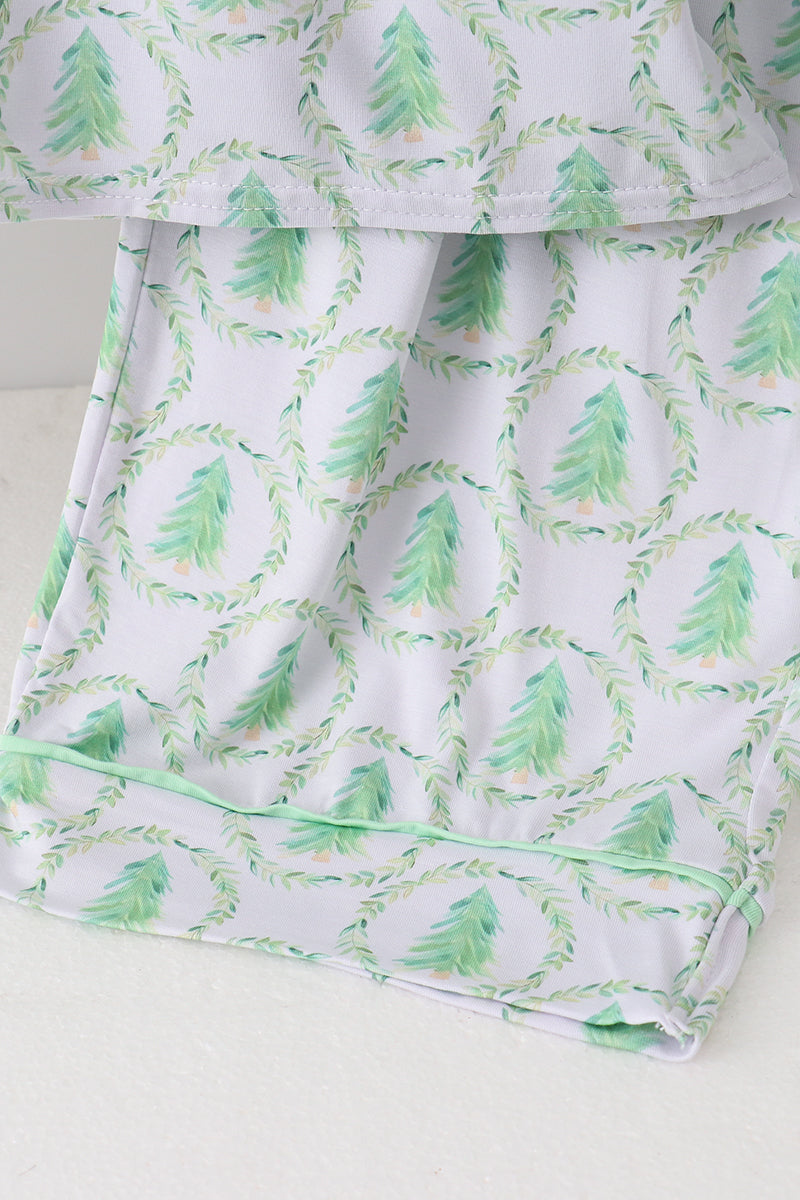 Ensemble pyjama vert bambou pour papa, motif sapin de Noël