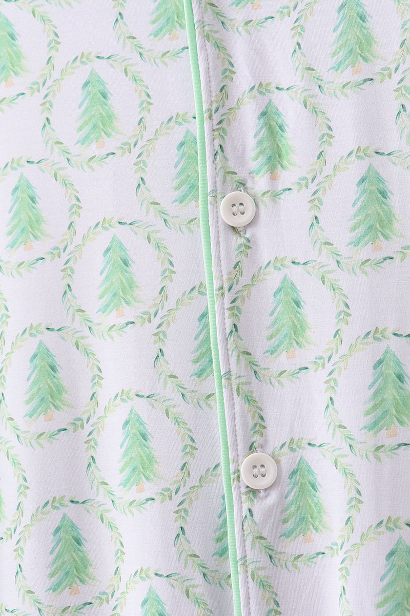 Ensemble pyjama vert bambou pour papa, motif sapin de Noël
