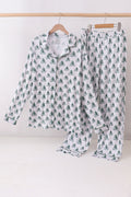 Ensemble de pyjama pour mère et enfant en bambou, motif sapin de Noël vert