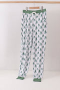 Pantalon maman en bambou vert sapin