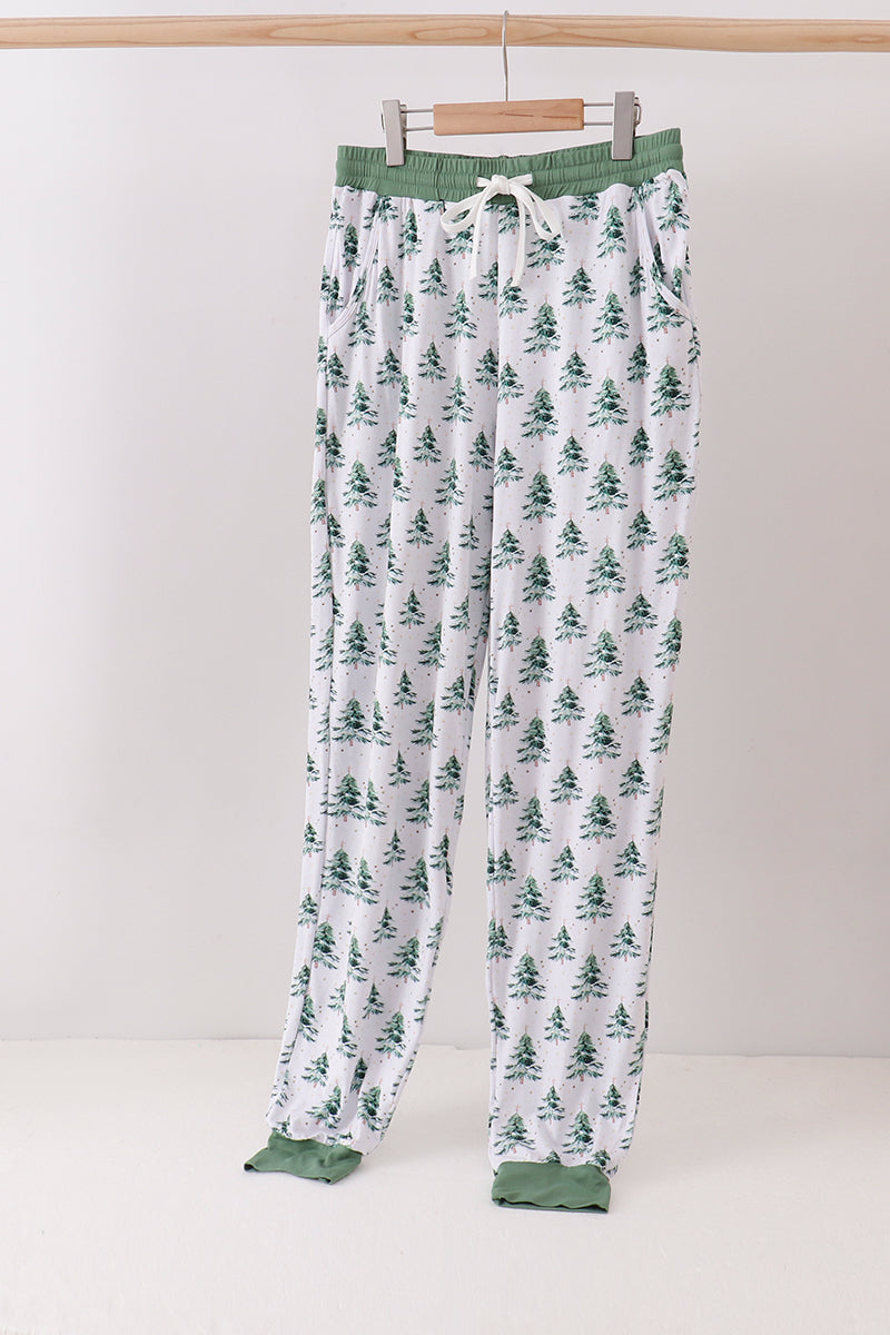 Pantalon maman en bambou vert sapin