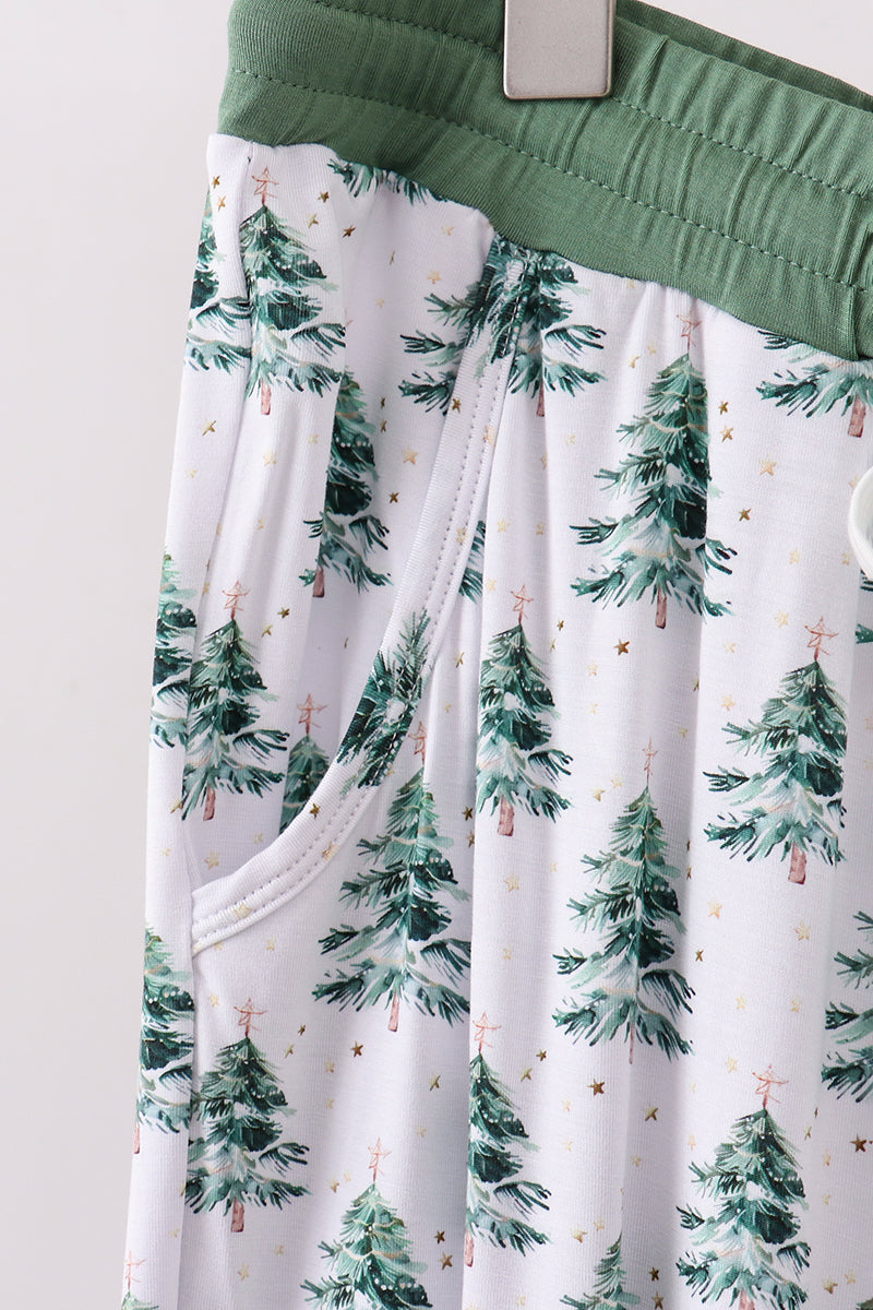 Pantalon maman en bambou vert sapin