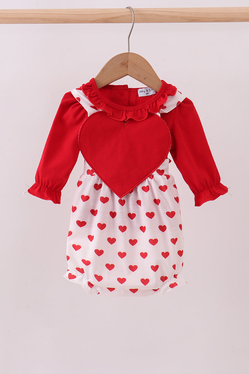 Ensemble barboteuse appliqué cœur rouge