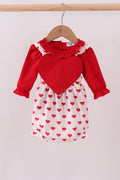 Ensemble barboteuse appliqué cœur rouge