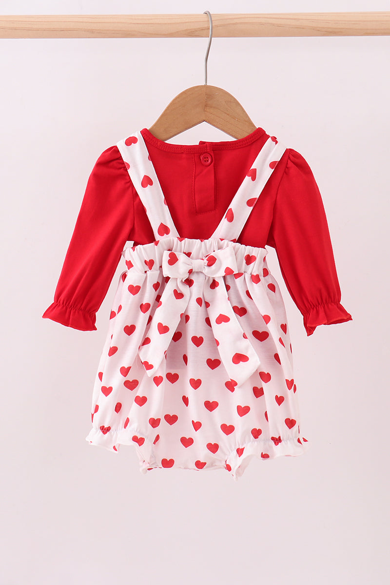 Ensemble barboteuse appliqué cœur rouge