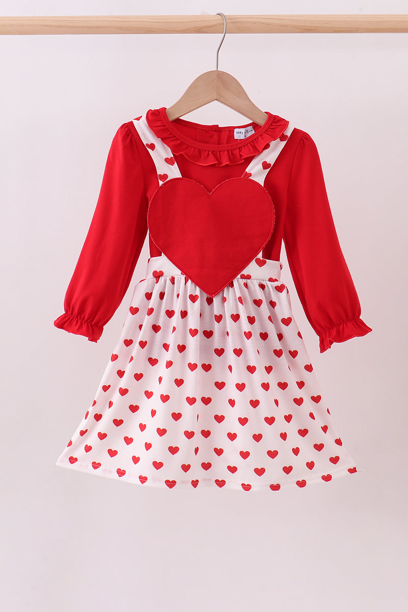 Ensemble 2 pièces à volants et appliqué cœur rouge