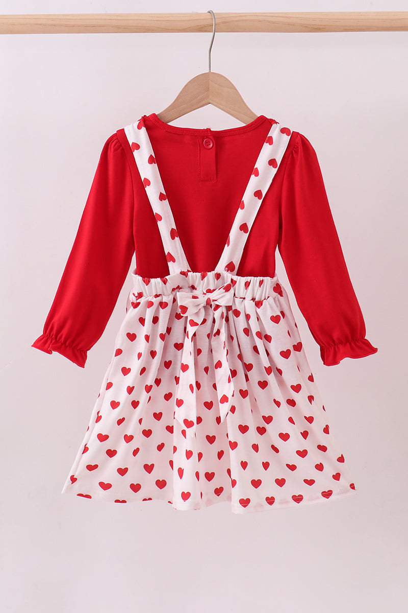 Ensemble 2 pièces à volants et appliqué cœur rouge