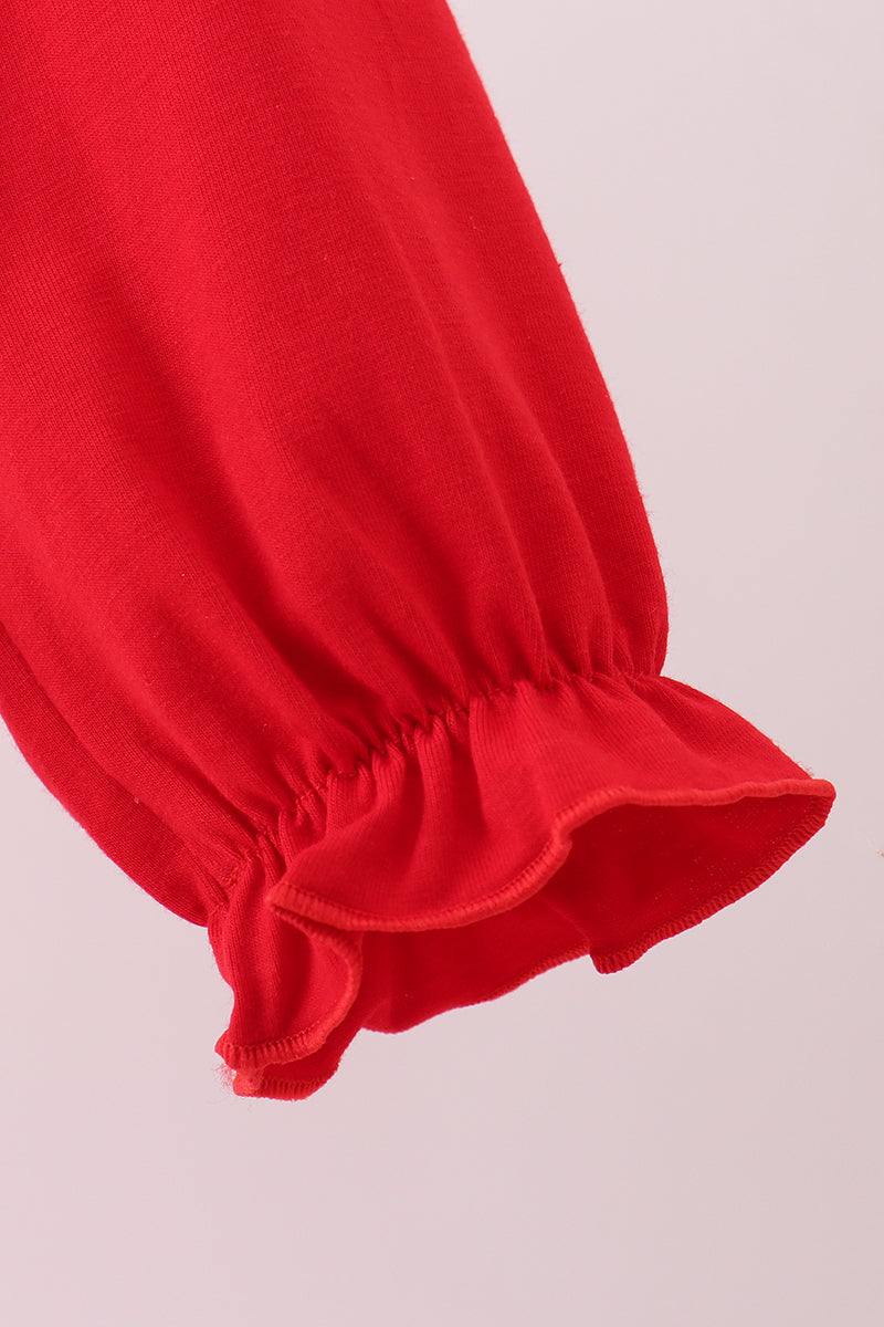 Ensemble combi-short à volants et appliqué cœur rouge