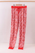 Pantalon en bambou à imprimé cœurs rouges