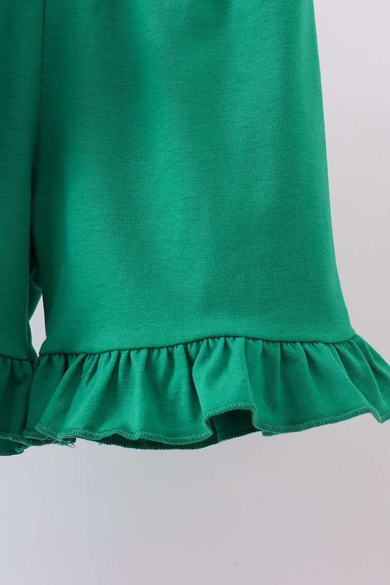 Ensemble short bleu brodé trèfle à pois suisses