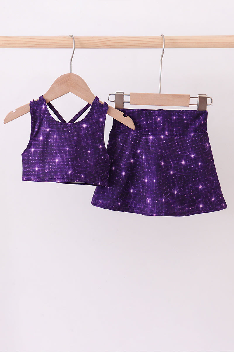 Ensemble skort à paillettes violettes