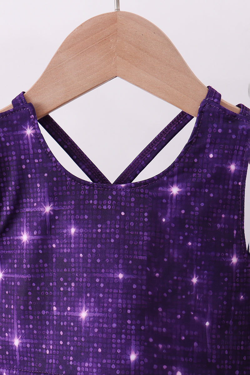 Ensemble skort à paillettes violettes