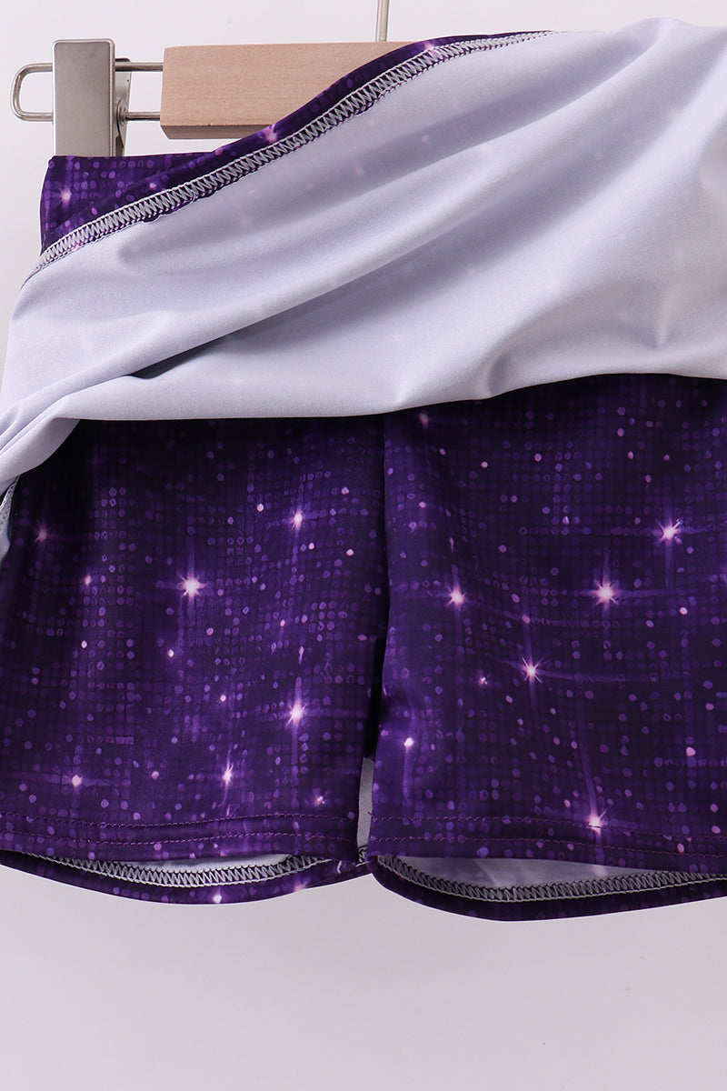Ensemble skort à paillettes violettes