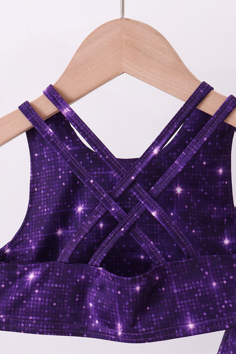 Ensemble skort à paillettes violettes