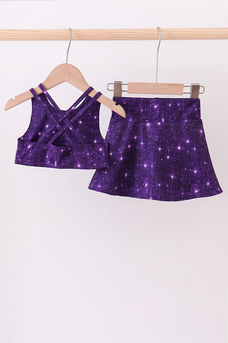 Ensemble skort à paillettes violettes