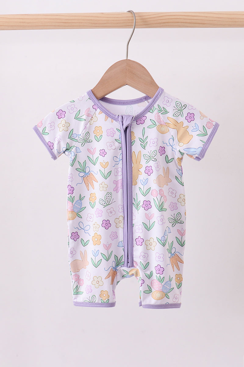 Combi-short à imprimé floral violet