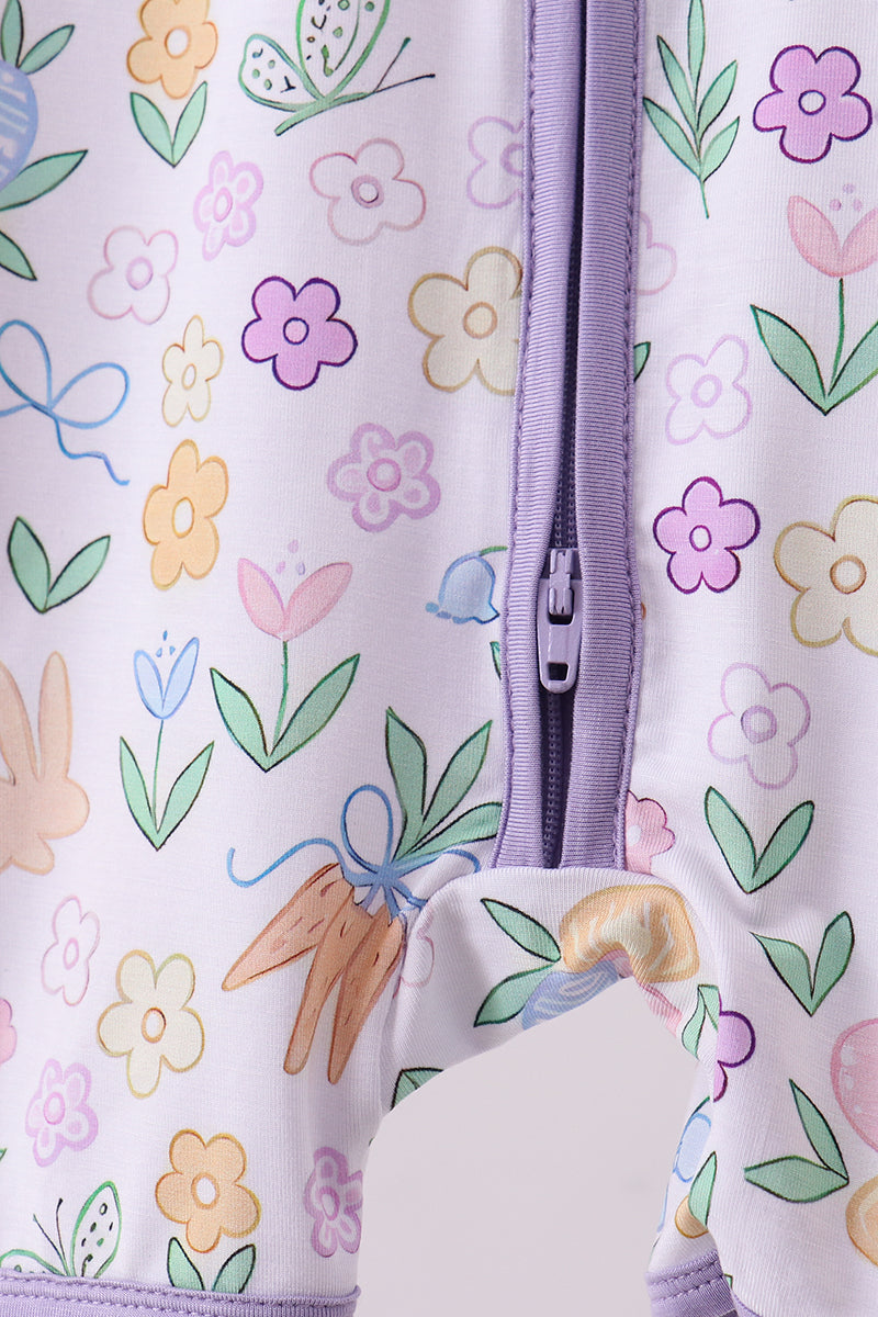 Combi-short à imprimé floral violet