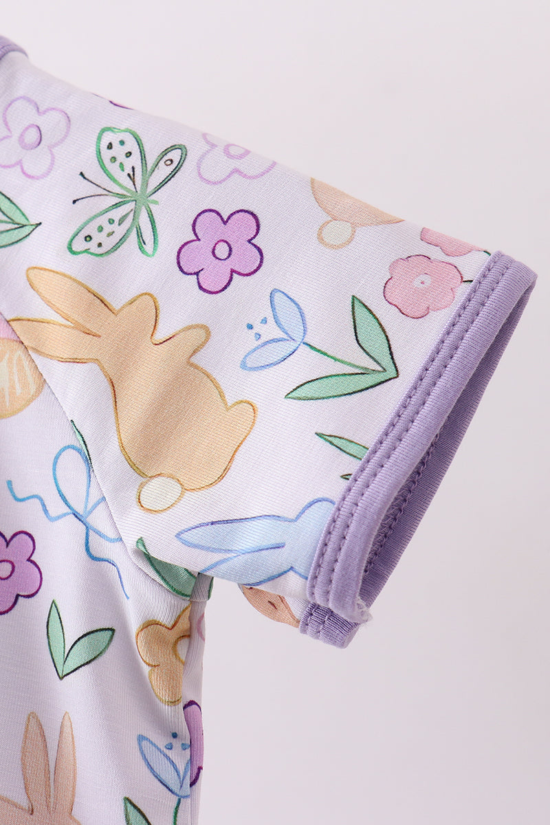 Combi-short à imprimé floral violet