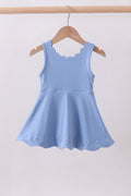 Robe mère-fille festonnée bleu actif