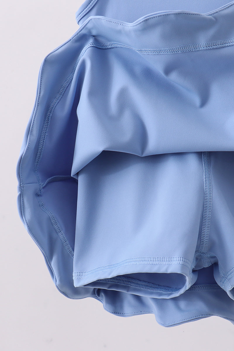 Robe mère-fille festonnée bleu actif