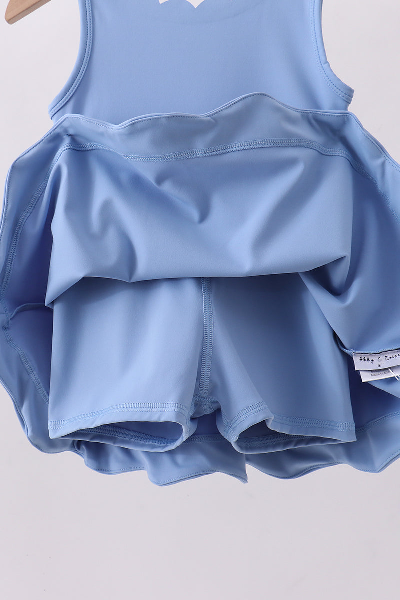 Robe mère-fille festonnée bleu actif