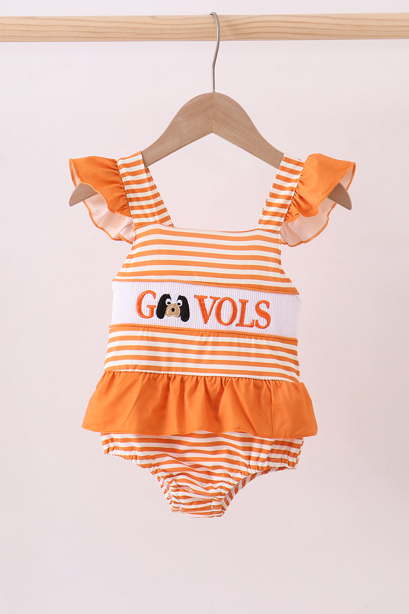 Maillot de bain rayé smocké Tennessee Go vols