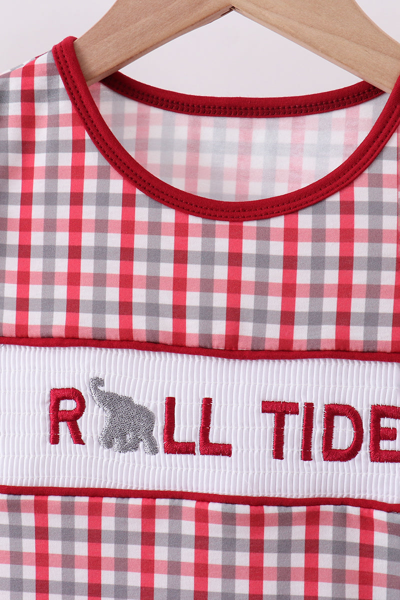 Ensemble short à volants à smocks carreaux Alabama Roll Tide