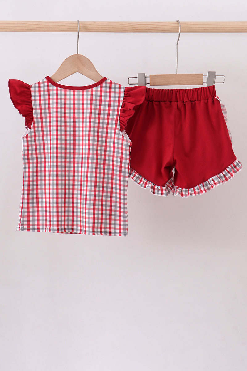 Ensemble short à volants à smocks carreaux Alabama Roll Tide