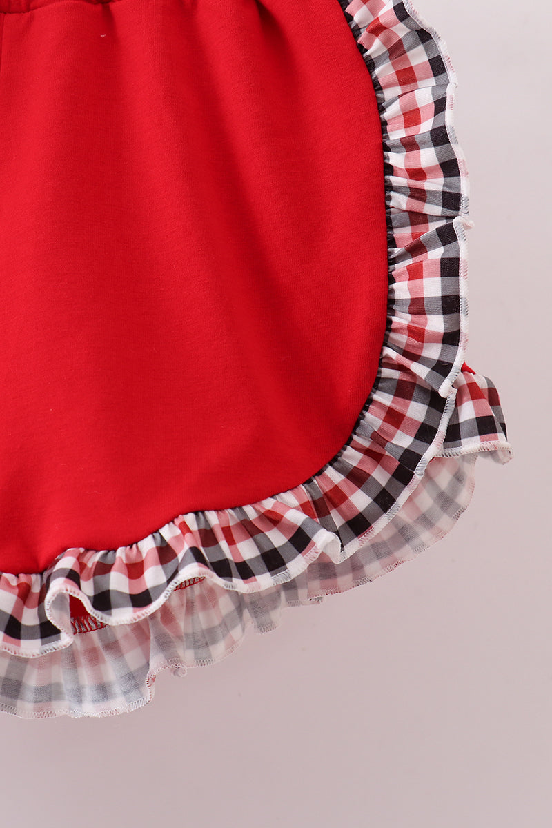 Ensemble short à volants à carreaux brodé Georgia Go Dawgs