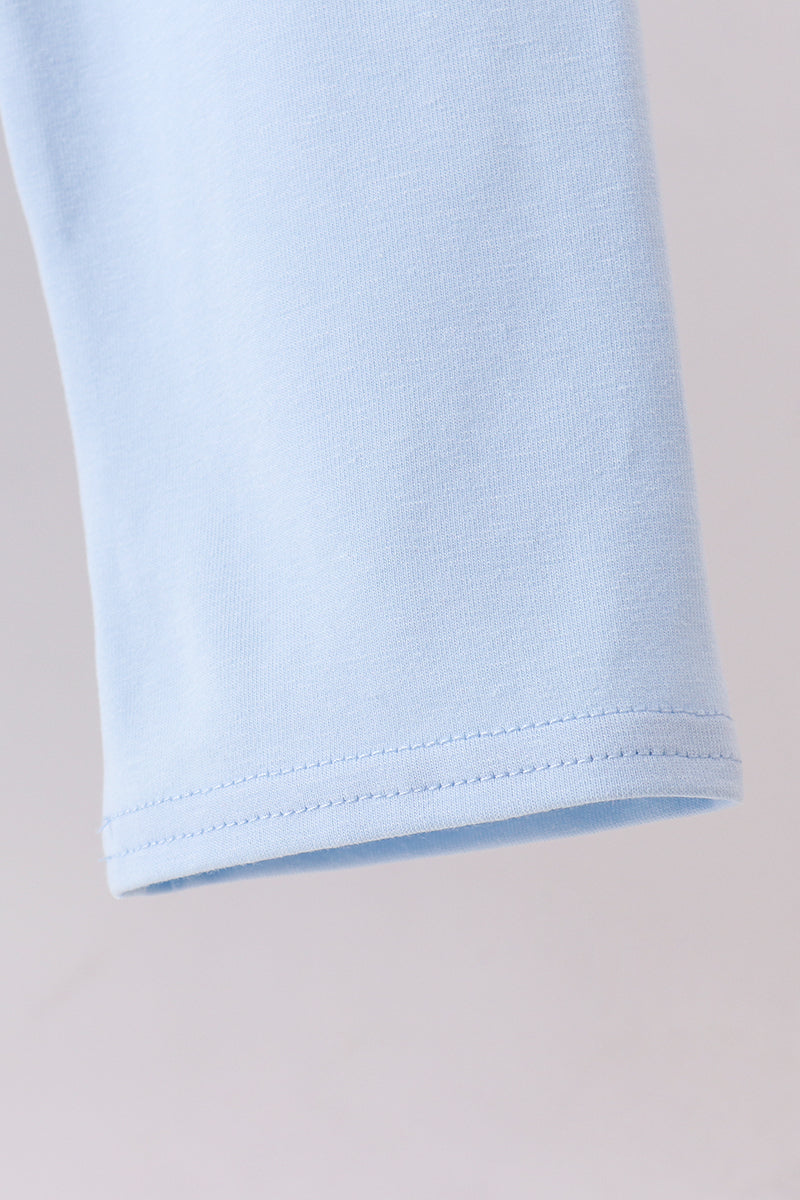 Ensemble pantalon et haut à nœud imprimé floral bleu