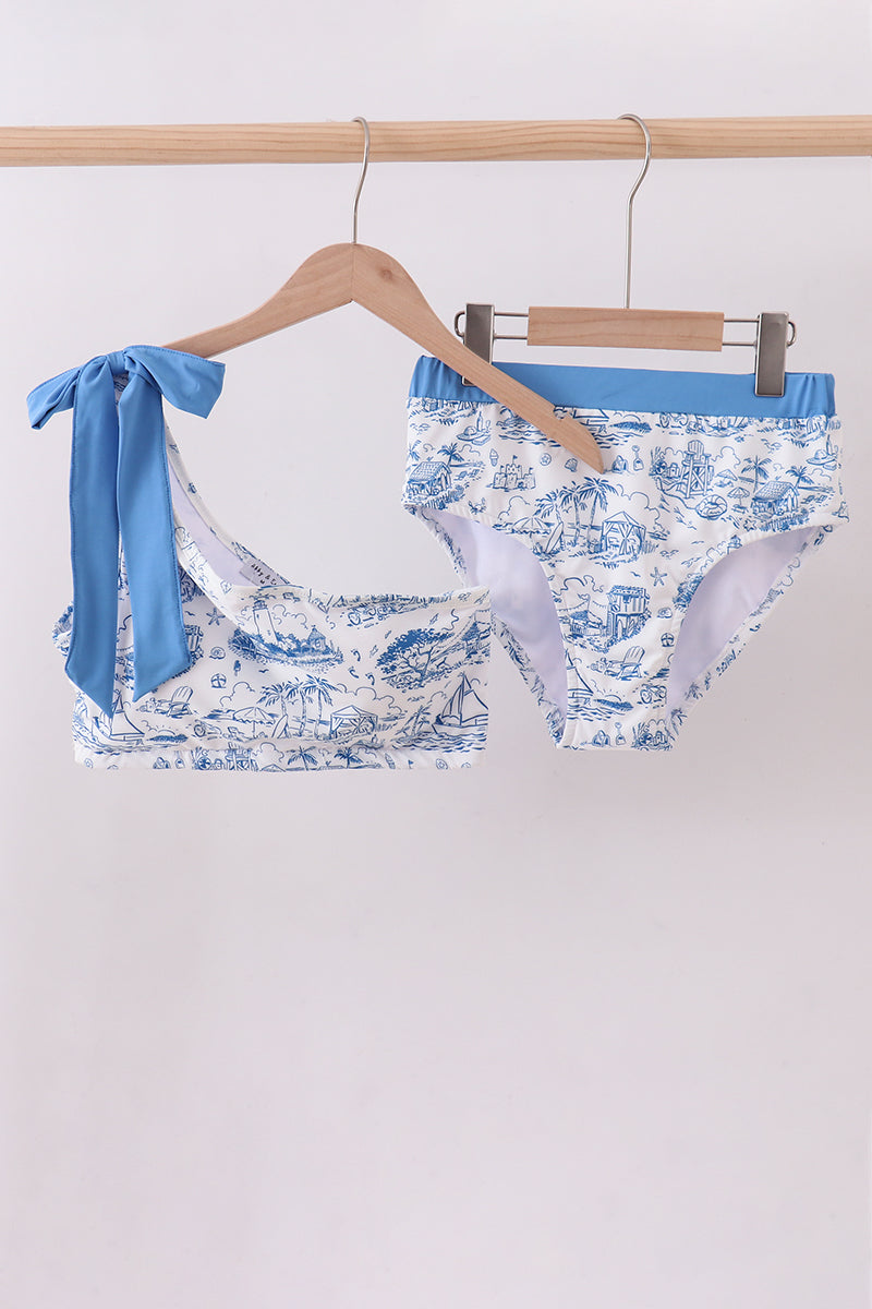 Ensemble maillot de bain femme mer plage bleue