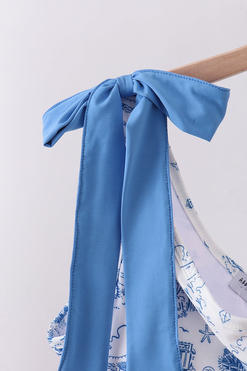 Ensemble maillot de bain femme mer plage bleue