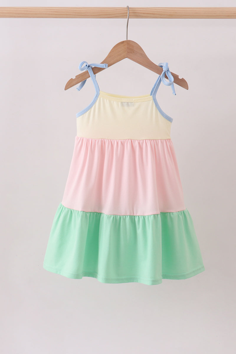 Robe color block à étages pour mère et fille
